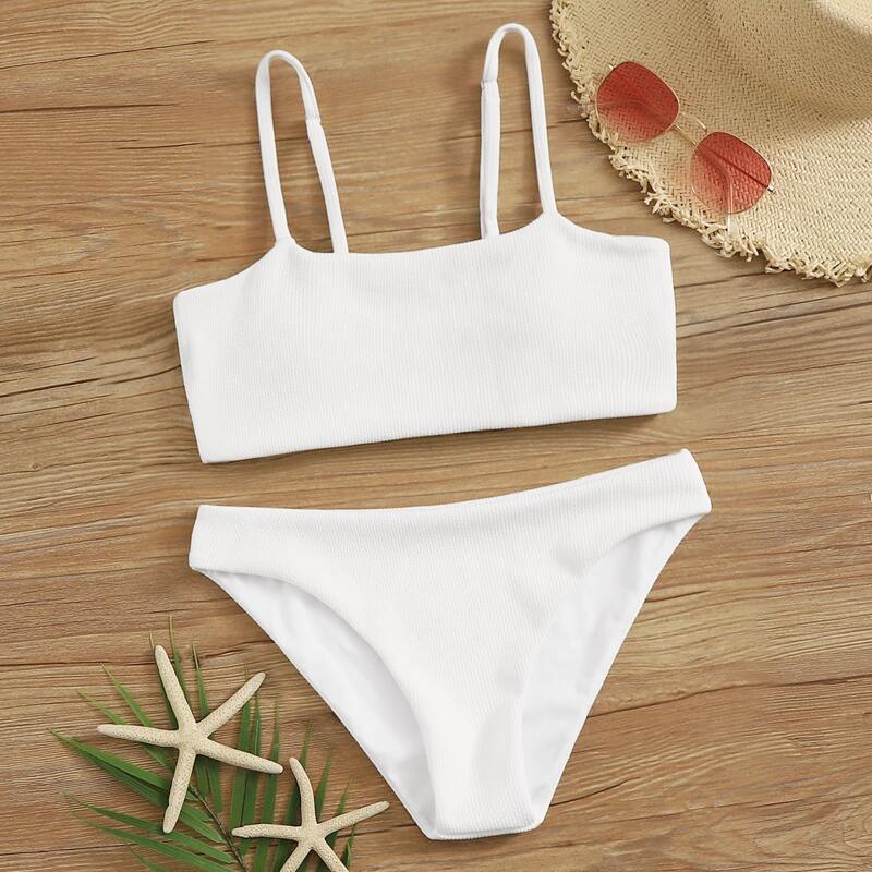 

White Ribbed Bikini Swimsuit