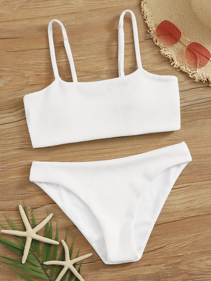 Our White Ribbed Bikini Set Summer Beach is such a vibe ROMWE