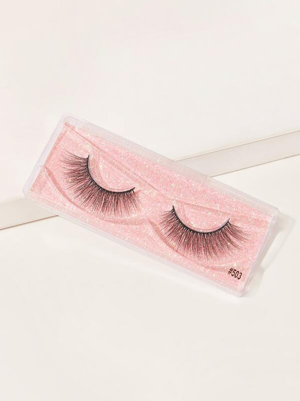 

1pair Natural False Thick Eyelashes, Black