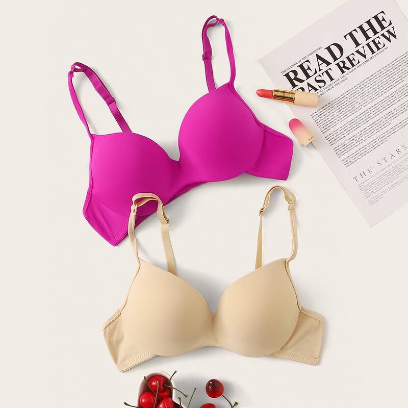 

2pack Adjustable Strap Push Up Bra, Multicolor