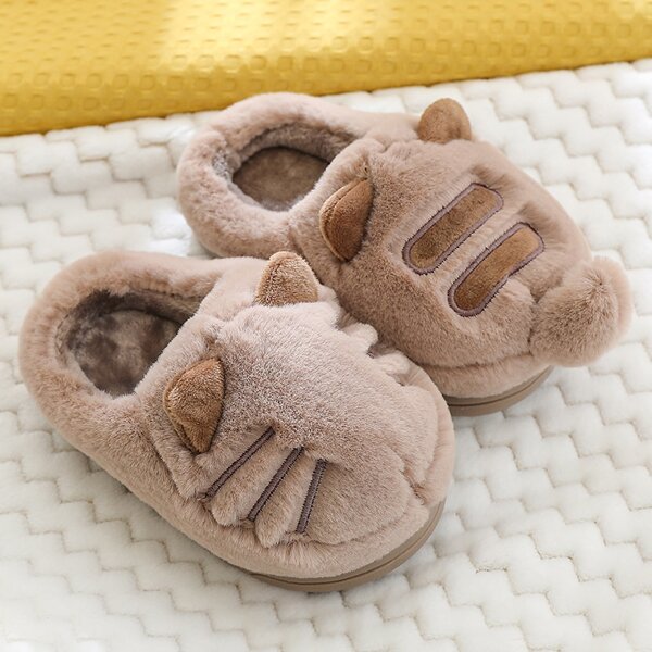 

Toddler Girls Cat Design Fluffy Slippers, Khaki