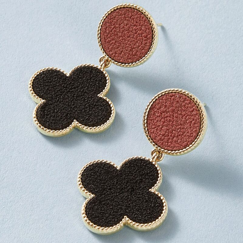 

1pair Textured Flower Drop Earrings, Multicolor