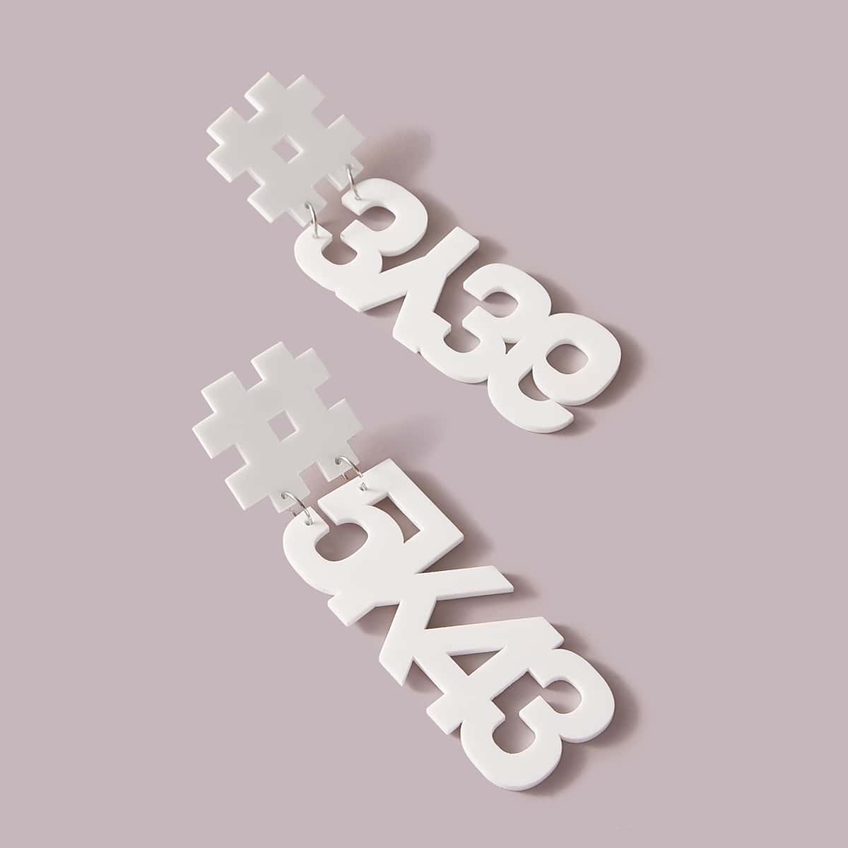 

1pair Letter Drop Earrings, White