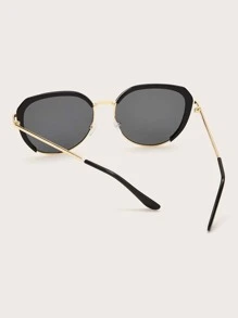 Metal Frame Fashion Glasses With Case - Dark Grey - View 4