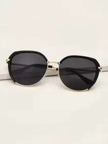Metal Frame Fashion Glasses With Case - Dark Grey - View 1