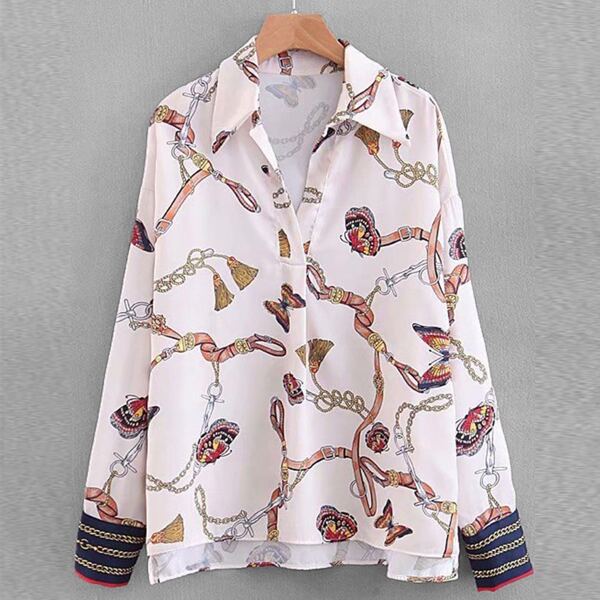 

Plus Chain & Butterfly Print Blouse, Multicolor