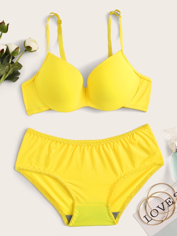 

Solid Underwire Lingerie Set, Bright