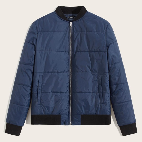 

Men Zip Up Padded Bomber Jacket, Navy