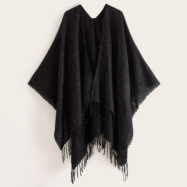 

Fringe Hem Shawl, Black