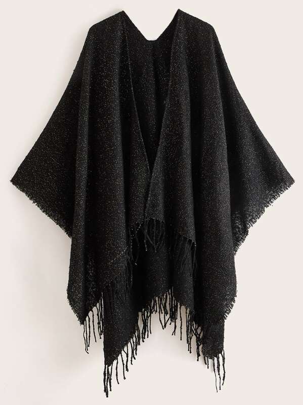 

Fringe Hem Shawl, Black