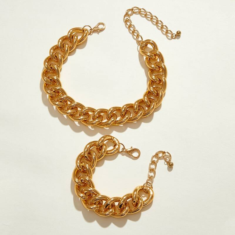

2pcs Simple Chain Necklace & Bracelet
