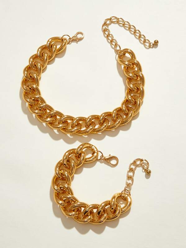 

2pcs Simple Chain Necklace & Bracelet
