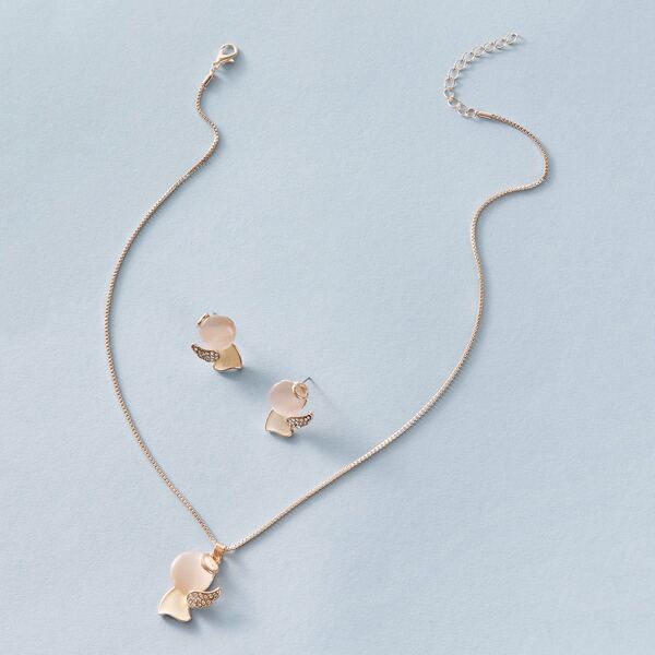 

1pc Angel Charm Necklace & 1pair Earrings