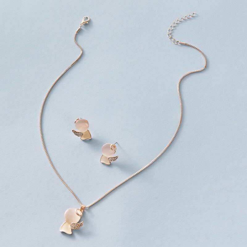 

1pc Angel Charm Necklace & 1pair Earrings