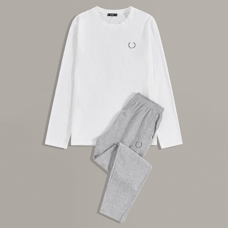 

Guys Graphic Print Tee and Heather Grey Pants PJ Set, Multicolor