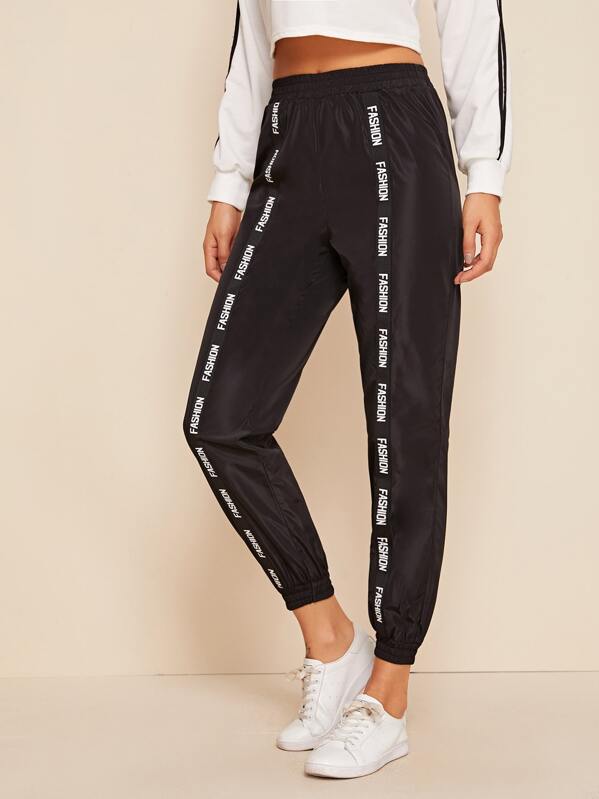 

Lettering Tape Detail Wind Pants, Black, ZulcarD