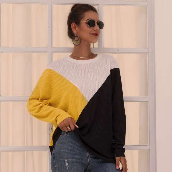 

Color-Block Crew Neck Tee, Multicolor