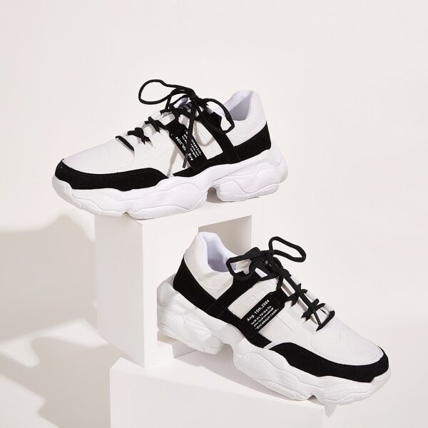 

Men Letter Graphic Chunky Sneakers, Black and white