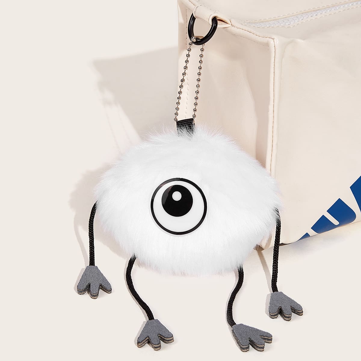 

Faux Fur Cartoon Design Bag Accessory, White