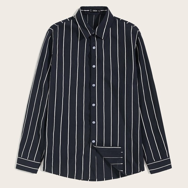 

Men Striped Print Shirt, Navy
