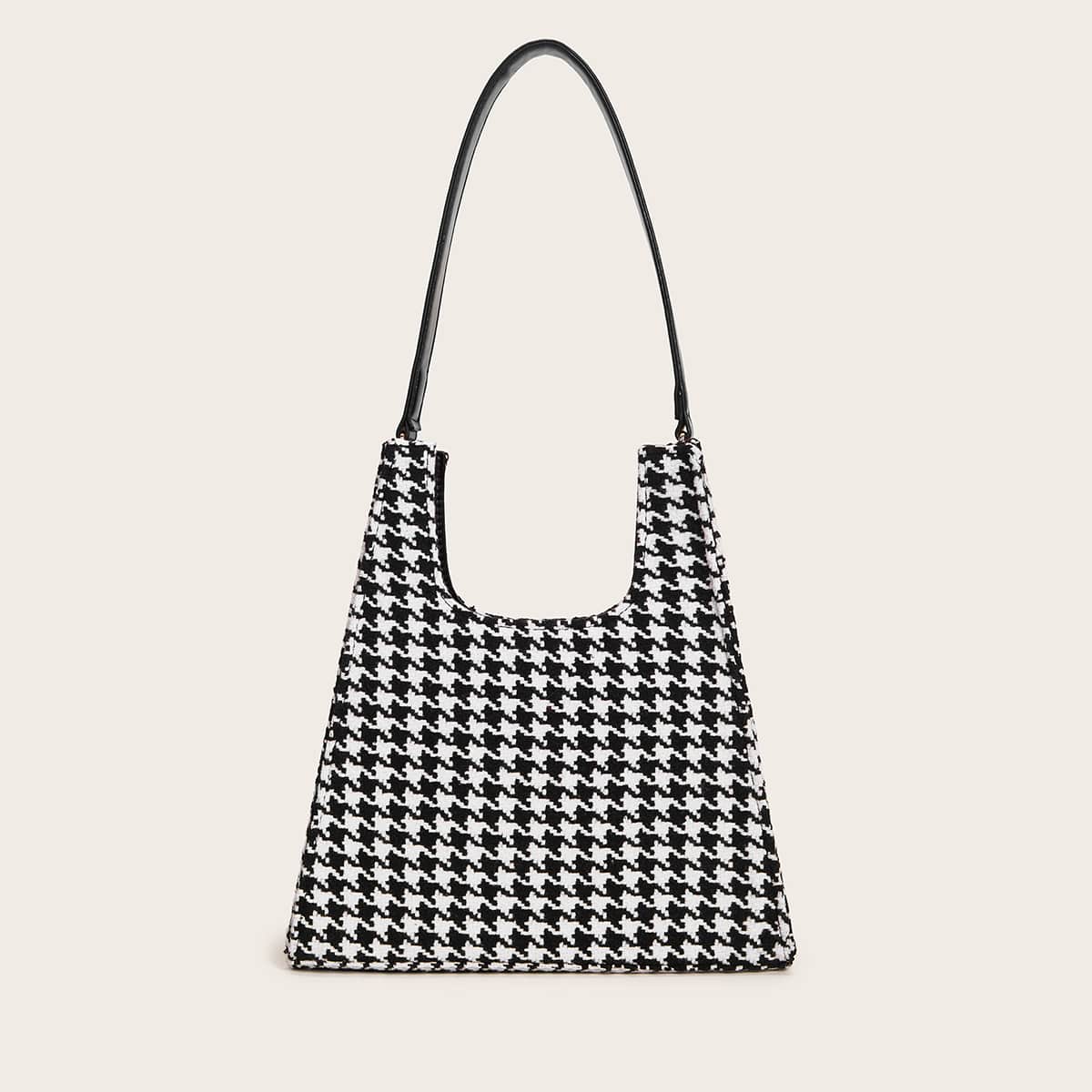 

Houndstooth Tote Bag, Black and white