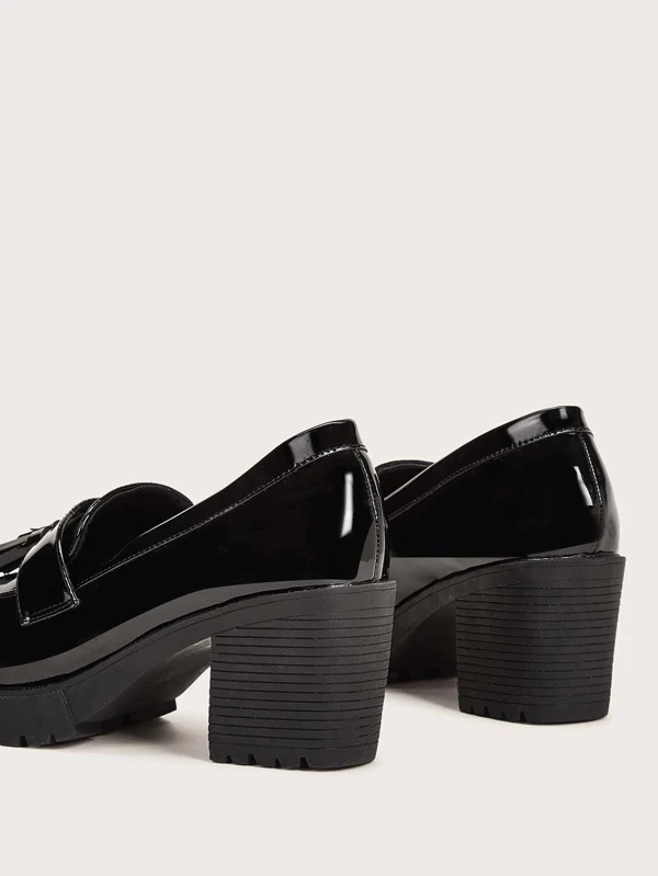 chunky patent loafers