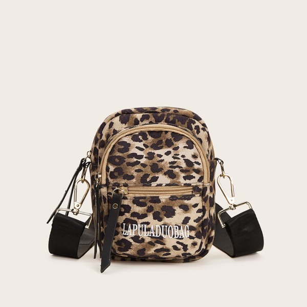 

Leopard Wide Strap Crossbody Bag, Brown