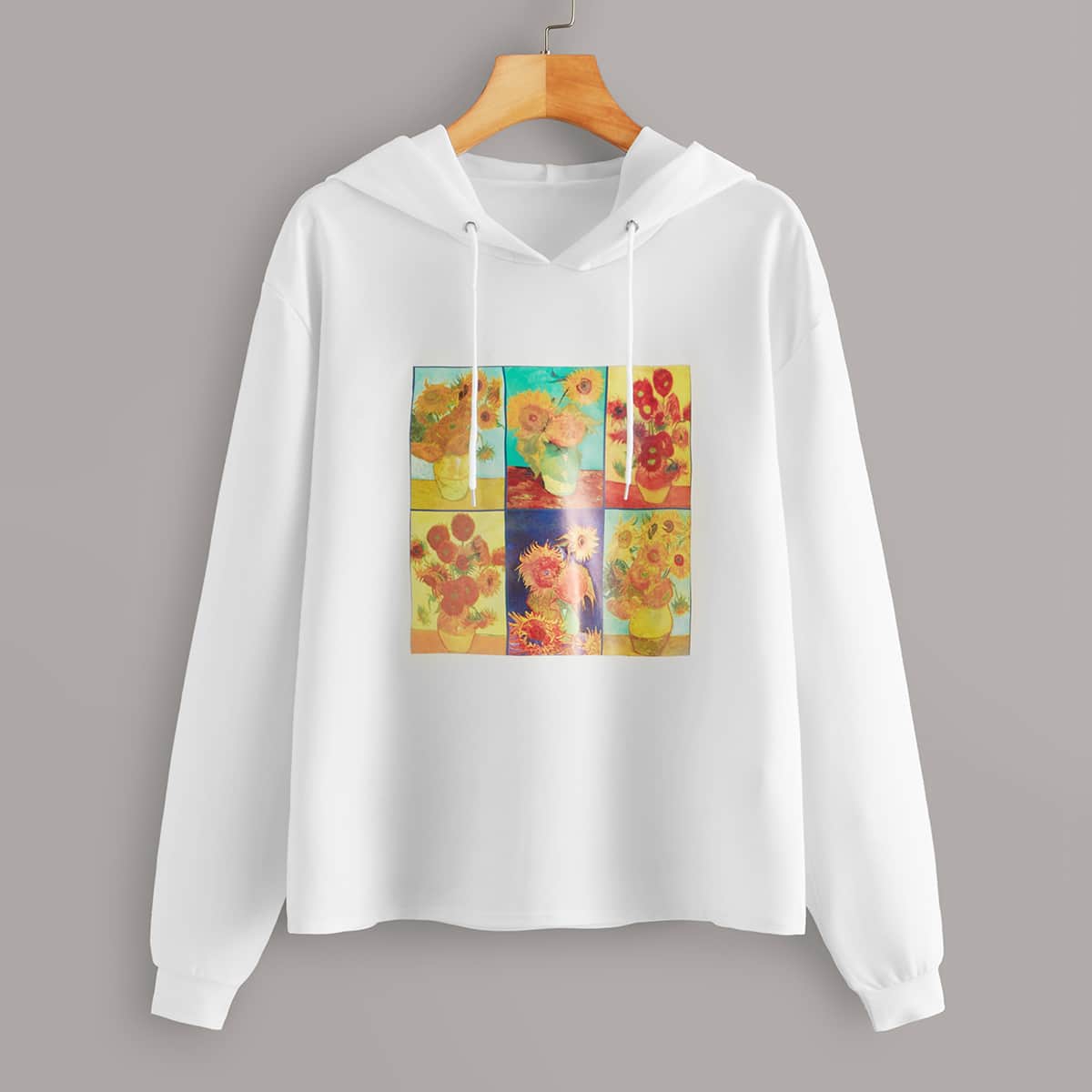 

Oil Painting Drop Shoulder Hoodie, White