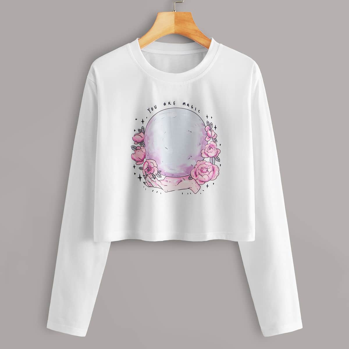

Magic Ball Graphic White Crop Top