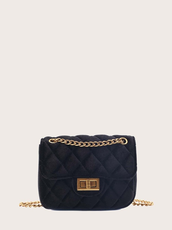 

Girls Twist Lock Quilted Crossbody Bag, Black