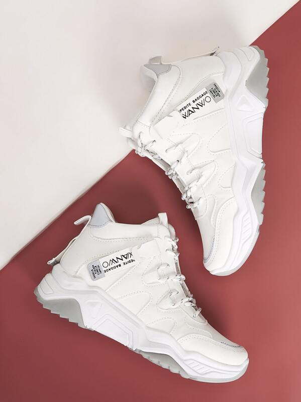 

Lace-up High Top Sneakers, White