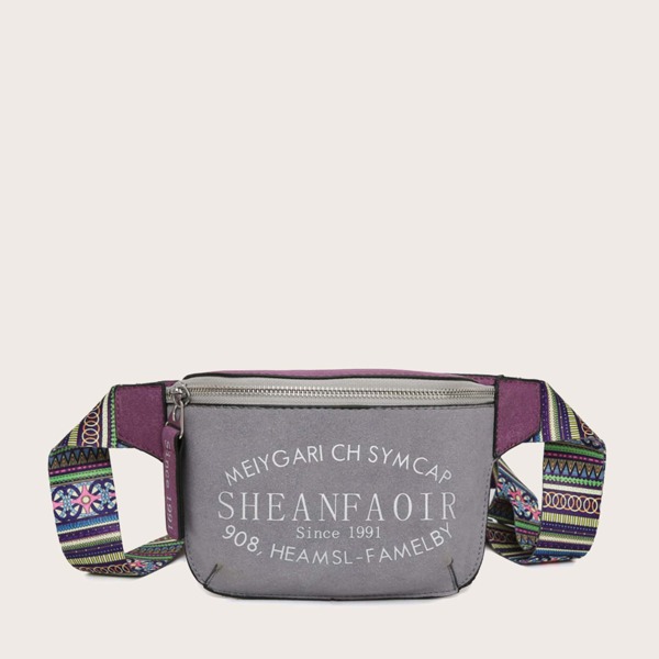 

Girls Letter Graphic Fanny Pack, Grey