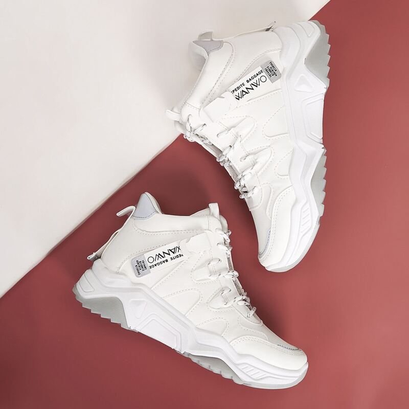 

Lace-up High Top Sneakers, White