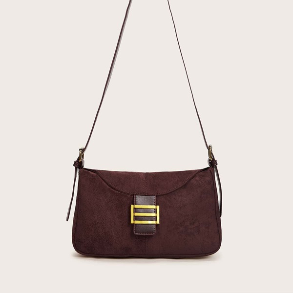 

Metal Decor Baguette Bag, Brown