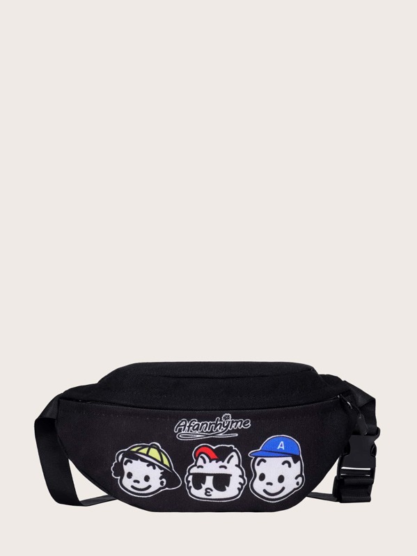 

Girls Cartoon Graphic Fanny Pack, Black