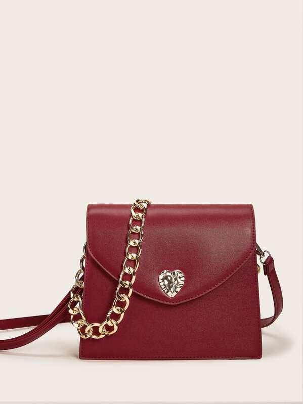 

Metal Heart Decor Tote Bag, Red