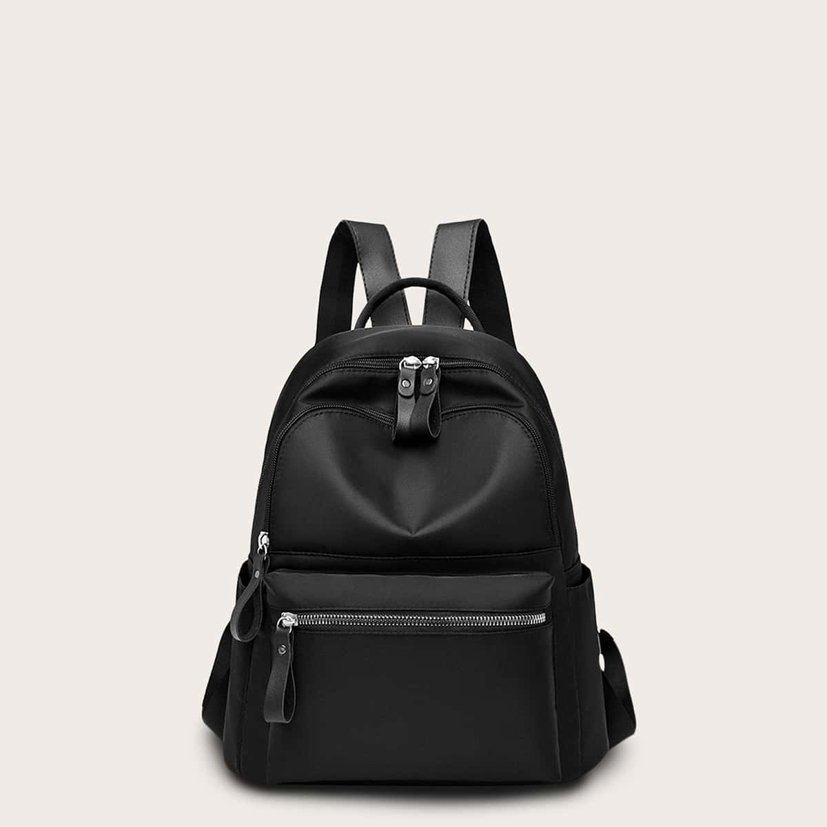 

Pocket Front Backpack With Adjustable Strap, Black