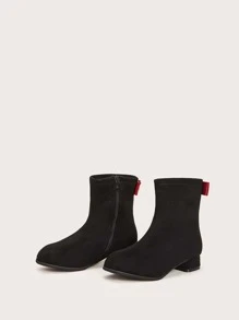 Botas de niñas con cremallera lateral con diseño de lazo - Negro - Ver 1