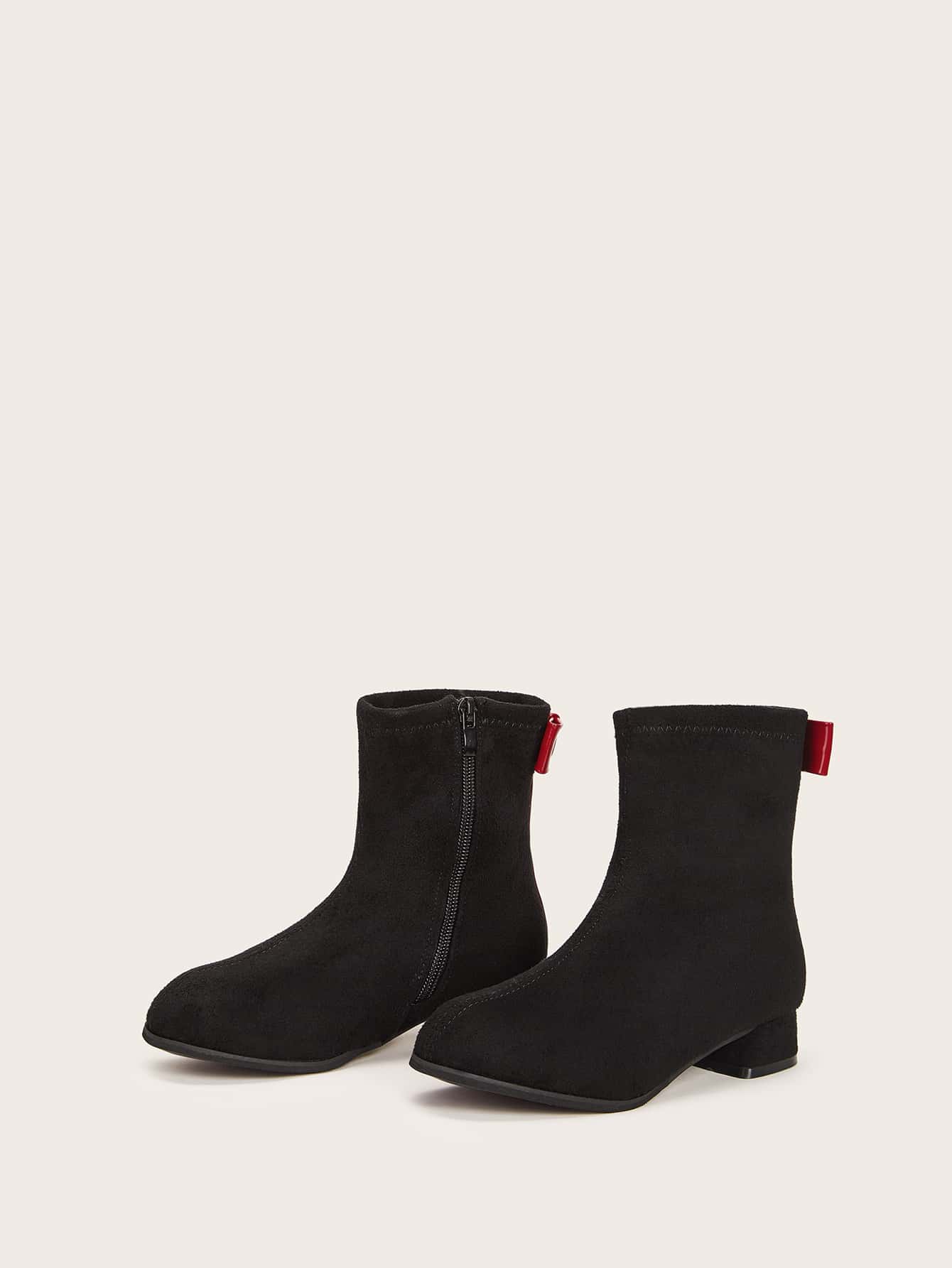Botas de niñas con cremallera lateral con diseño de lazo - Negro - Ver 1