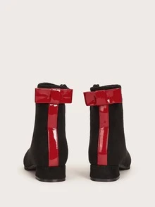 Botas de niñas con cremallera lateral con diseño de lazo - Negro - Ver 2