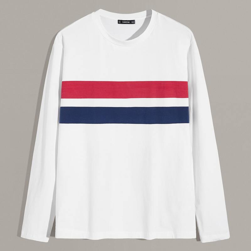 

Guys Long Sleeve Striped Tee, White