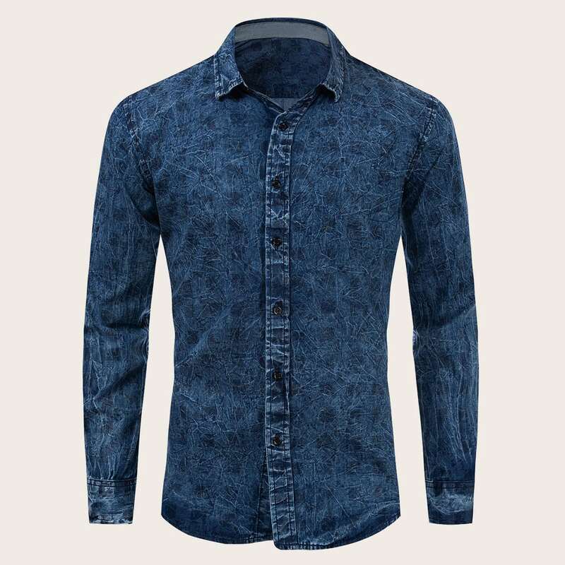 

Guys Button Up Flakes Denim Shirt, Navy