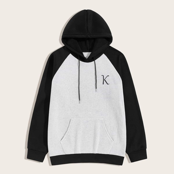 

Men Letter Graphic Raglan Sleeve Hoodie, Multicolor