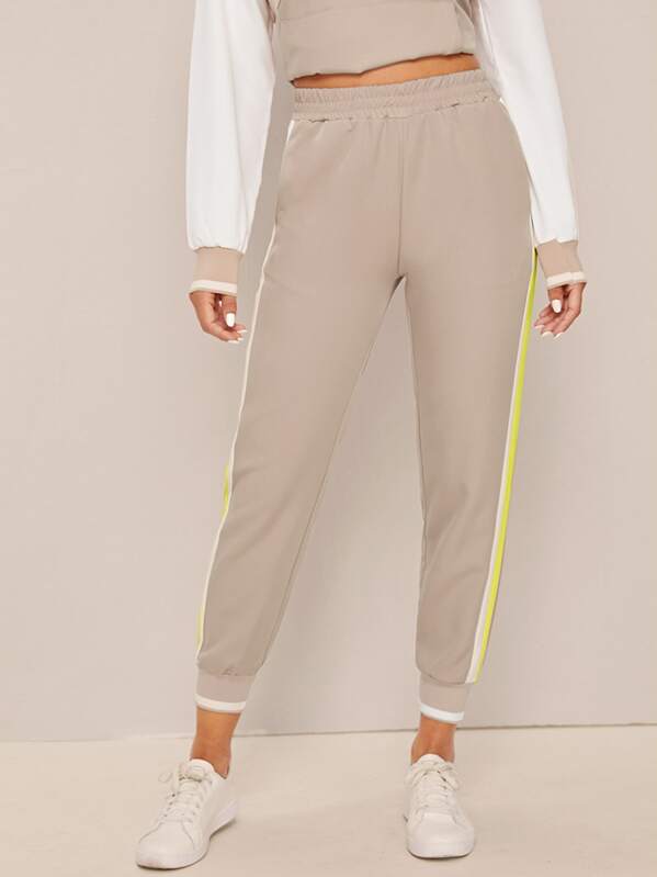 

Side Striped Elastic Waist Sweatpants, Khaki, Gabe