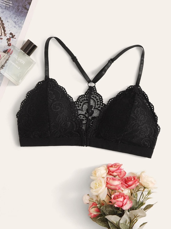 

Floral Lace Bra, Black
