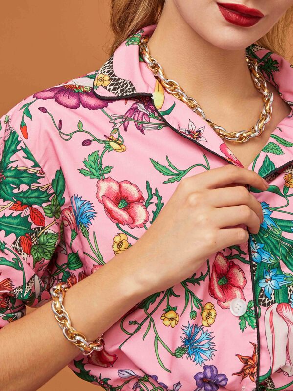 

1pc Thick Chain Choker & 1pc Bracelet Set