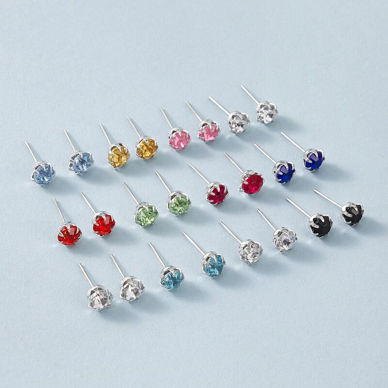 

12pairs Rhinestone Decor Stud Earrings Set, Multicolor