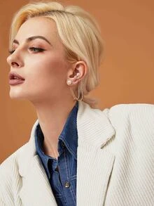 3件套优雅珍珠耳环，女士日常、约会、度假、音乐节、婚礼珍珠耳环 - 金黃色 - 查看 6