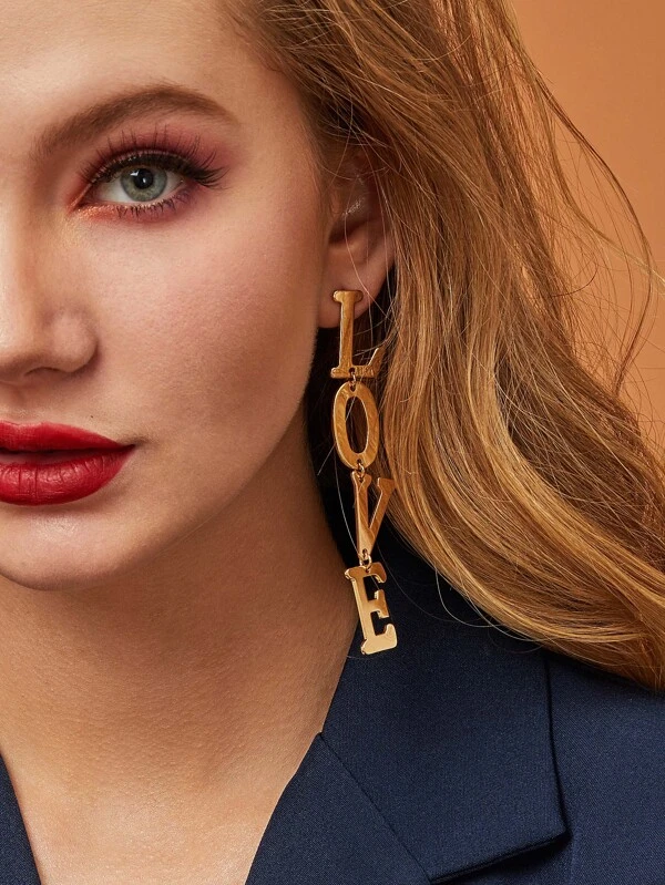 1pair Letter Drop Earrings 1pair Letter Drop Earrings