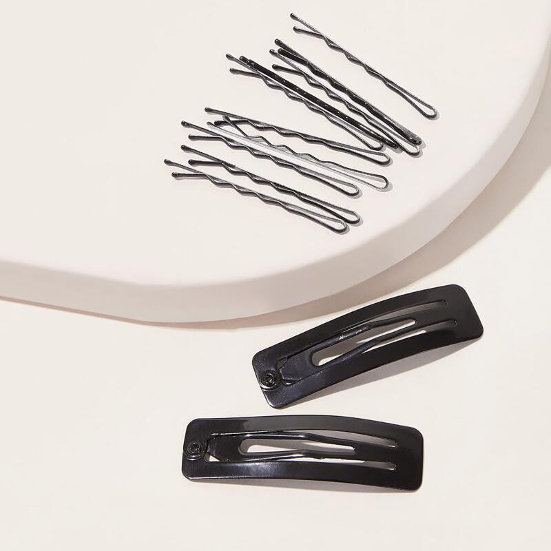 

12pcs Bobby Pin & Hair Snap Clip, Black